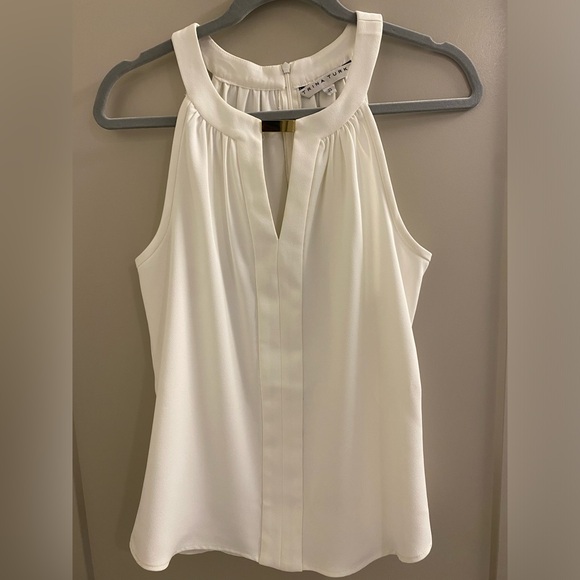 Trina Turk White Sleeveless top with gold hardware, size small - Picture 1 of 3